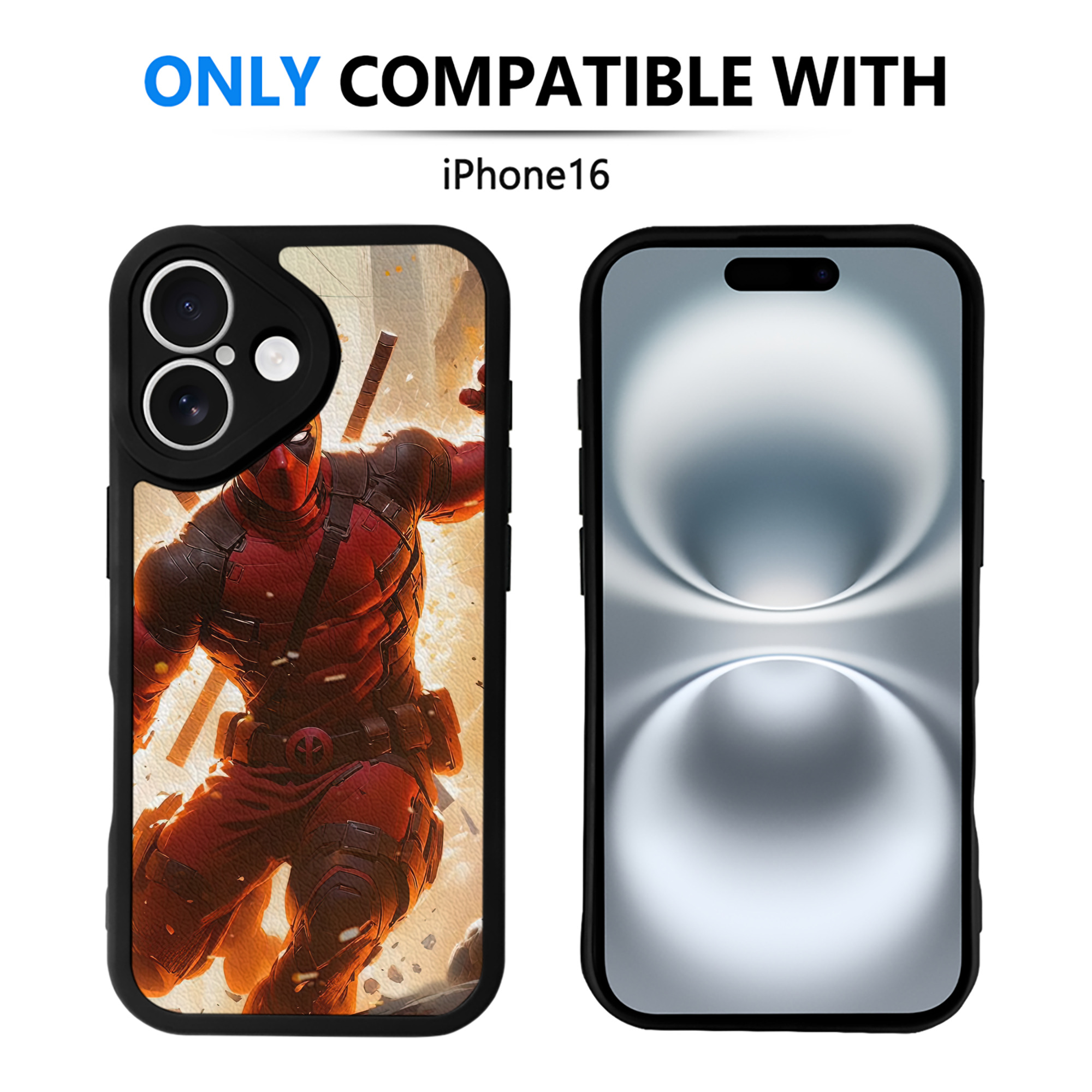 （画像用） Deadpool デッドプール 【iPhone 16シリーズ対応】シリコンスマホケース（レザー調） 材質：シリコン